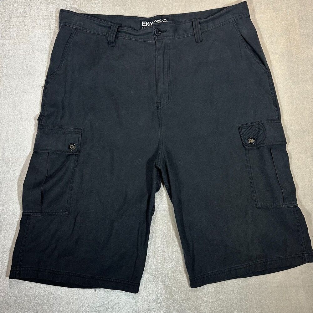 Enyce Sean Combs Mens Cargo Shorts Size 46 Black Y2K Hip Hop Streetwear Utility